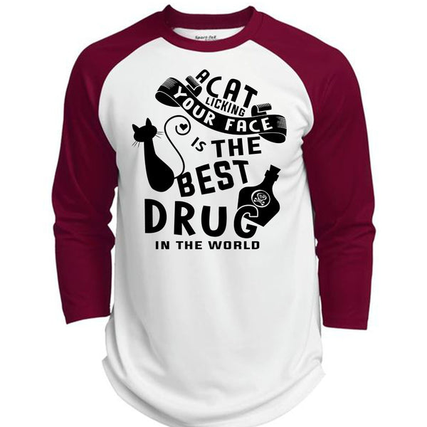 A Cat Licking Your Face Is The Best Drug In The World T Shirt, Favorite T Shirt  (Polyester Game Baseball Jersey)