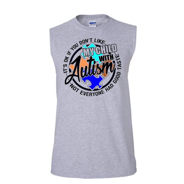 My Child With Autism T Shirt, Gift For Autism Parents Tank Top (Men's Cotton Sleeveless)
