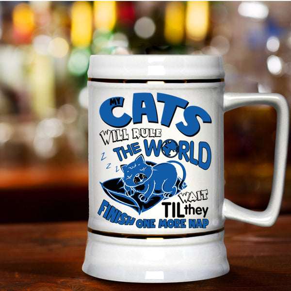 Funny Cats Beer Stein 22oz, My Cats Will Rule The World Beer Mug
