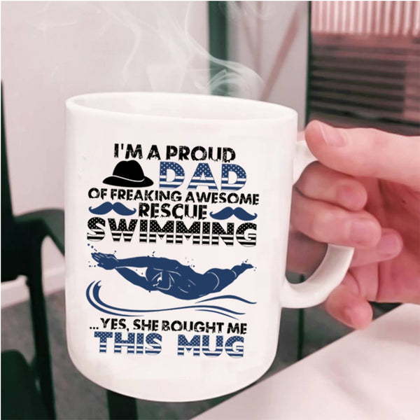 Cool Daddy Coffee Mug, I'm A Proud Dad Of Rescue Swimming Cup