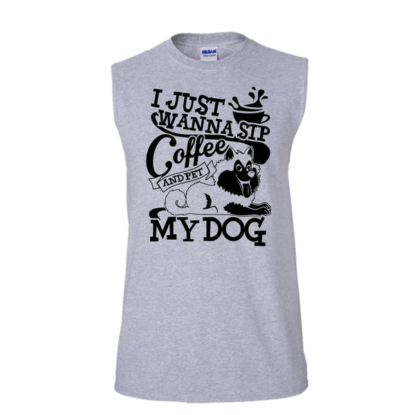 I Just Wanna Sip Coffee T Shirt, I Am A Dog Lover Tank Top (Men's Cotton Sleeveless)