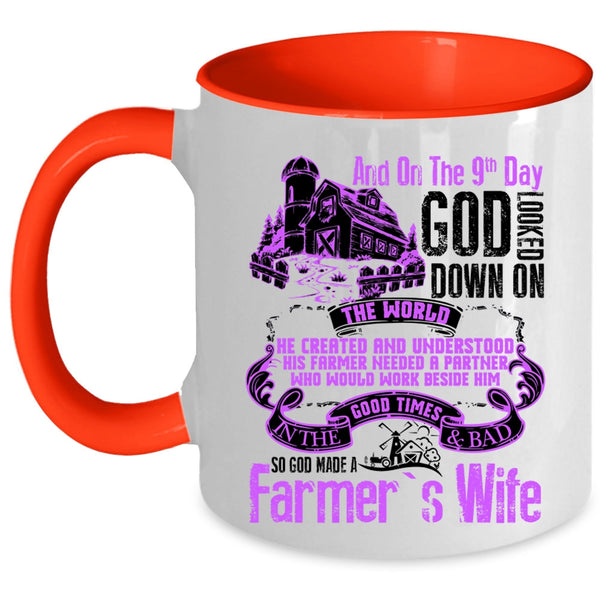 Funny Farmer's Wife Coffee Mug, On The 9th Day God Made A Farmer's Wife Accent Mug
