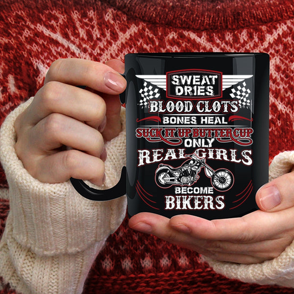 Only Real Girls Become Bikers Coffee Mug, Awesome Girls Coffee Cup