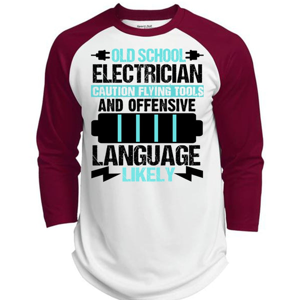 Old School Electrician T Shirt, I Love Electrician T Shirt, Awesome T-Shirts  (Polyester Game Baseball Jersey)