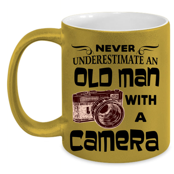 Awesome Grandpas Coffee Mug, Old Man With A Camera Accent Mug