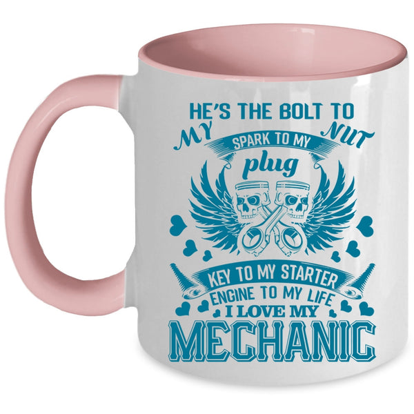 Cool Mechanis's Girlfriend Coffee Mug, I Love My Mechanic Accent Mug