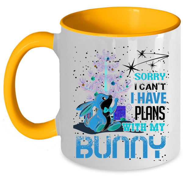 Cool Christmas Coffee Mug, I Have Plans With My Bunny Accent Mug