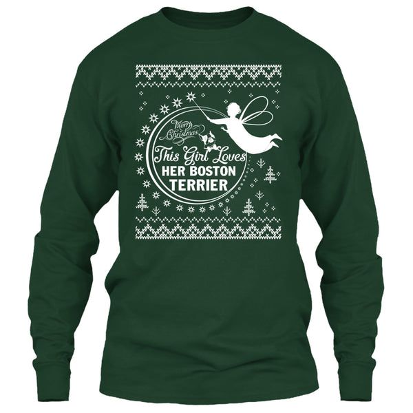 Merry Christmas T Shirt, This Girl Loves Her Boston Terrier T Shirt