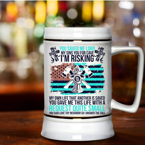 Best Gift For Firemans Beer Stein 22oz, Cool Firefighter Beer Mug