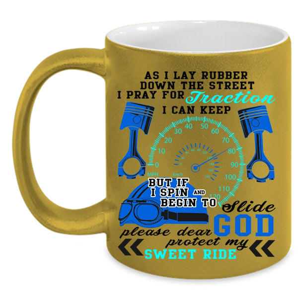 Funny Gift For Trucker Coffee Mug, I Pray For Traction Accent Mug