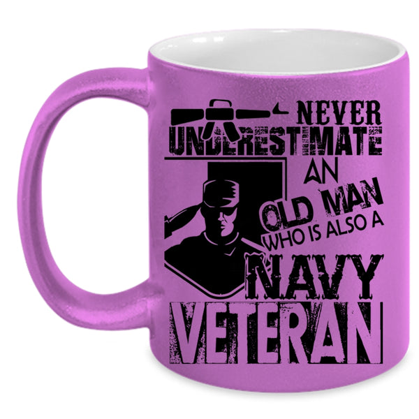 Cool Grandpa Coffee Mug, An Old Man Is A Navy Veteran Accent Mug