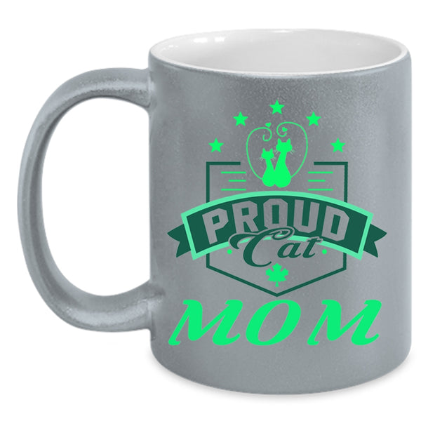 Cute Gift For Cat Owner Coffee Mug, Proud Cat Mom Accent Mug