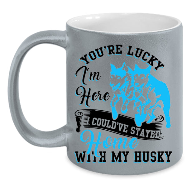 Cute Husky Coffee Mug, I Could've Stayed Home With My Husky Accent Mug