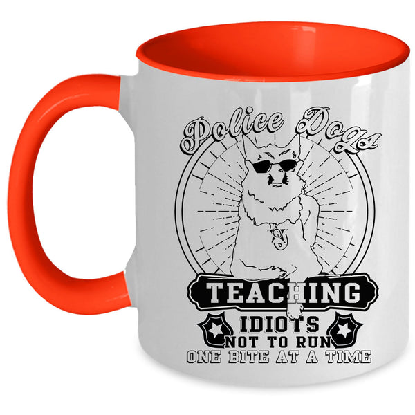 Cool Dogs Coffee Mug, Police Dogs Teaching Accent Mug