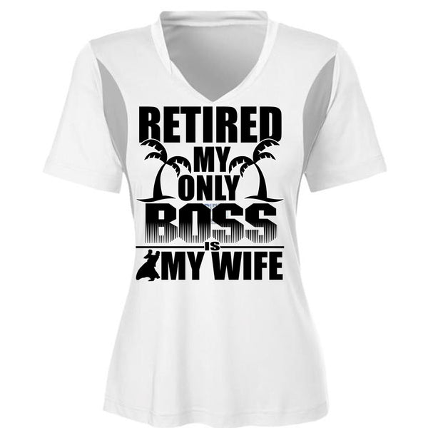 Retired My Only Boss Is My Wife T Shirt, Being A Husband T Shirt, Cool Shirt (Ladies LS Heather V-Neck)