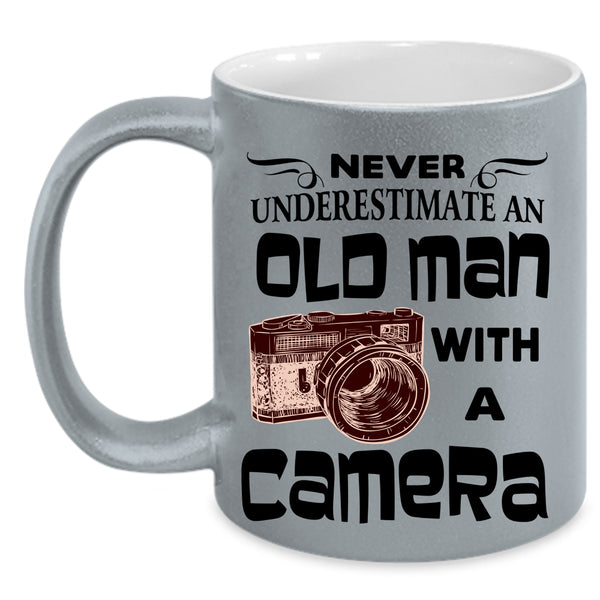 Awesome Grandpas Coffee Mug, Old Man With A Camera Accent Mug