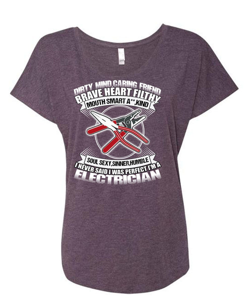 I'm An Electrician T Shirt, I Love Electrician T Shirt, Cool Shirt (Ladies' Triblend Dolman Sleeve)