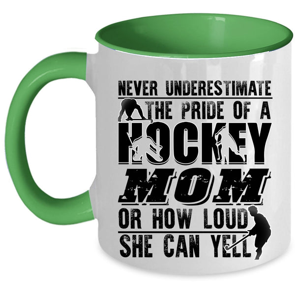 Cute Hockey Mom Coffee Mug, The Pride Of A Hockey Mom Accent Mug