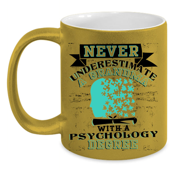 Funny Grandma Coffee Mug, Grandma With A Psychology Degree Accent Mug