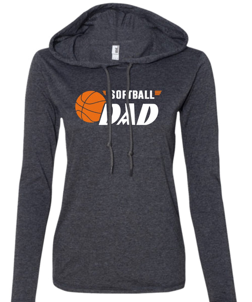 Softball Dad T Shirt, Being A Papa T Shirt, Father's Day T Shirt (Anvil Ladies Ringspun Hooded)