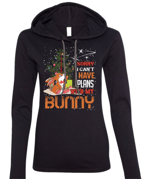 I Have Plans With My Bunny T Shirt, I Love Christmas T Shirt (Anvil Ladies Ringspun Hooded)