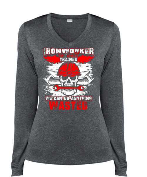 Ironworker So Well Trained T Shirt, Being An Ironworker T Shirt, Cool Shirt (Ladies LS Heather V-Neck)