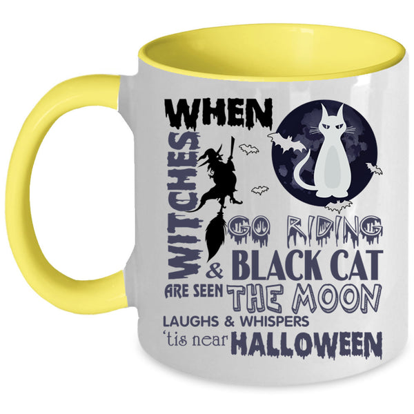Black Cat Are Seen The Moon Coffee Mug, Witches Go Riding Accent Mug
