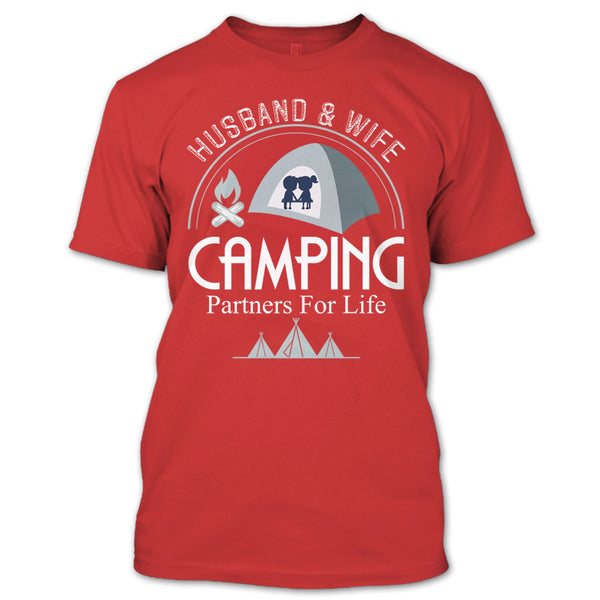 Husband & Wife T Shirt, Camping Partners For Life T Shirt