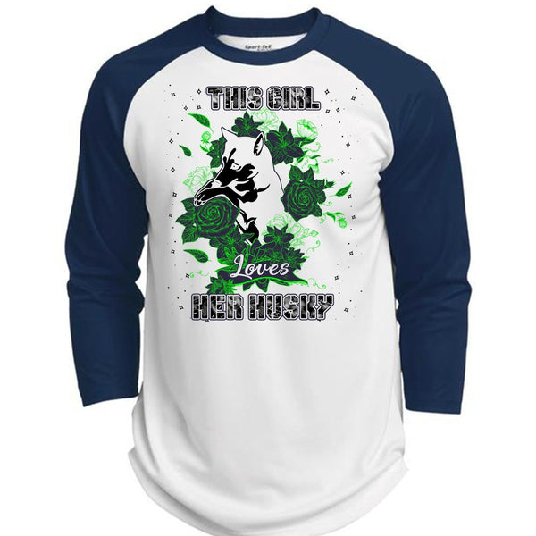 This Girl Loves Her Husky T Shirt, I Love Husky T Shirt, Awesome T-Shirts  (Polyester Game Baseball Jersey)