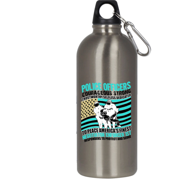 Police Officers Courageous Strong 20 oz Stainless Steel Bottle,Cute Police Officer Outdoor Sports Water Bottle