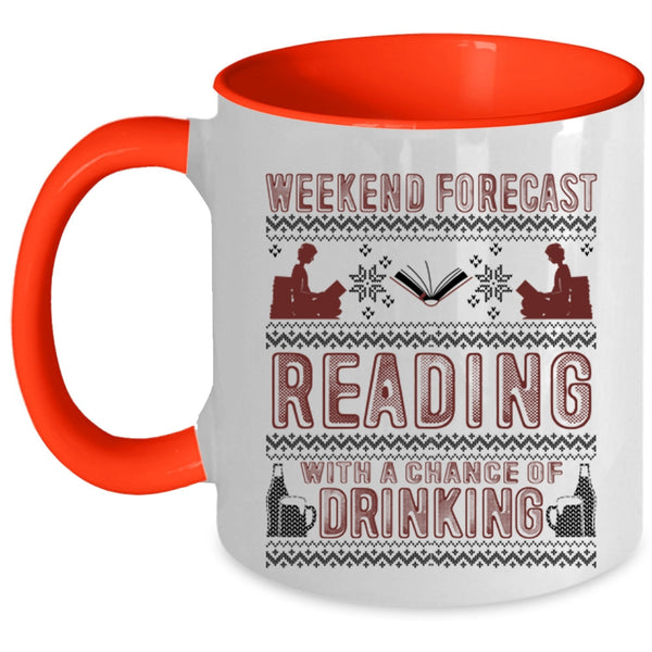 Cute Book Reader Coffee Mug, Weekend Forecast Reading Accent Mug