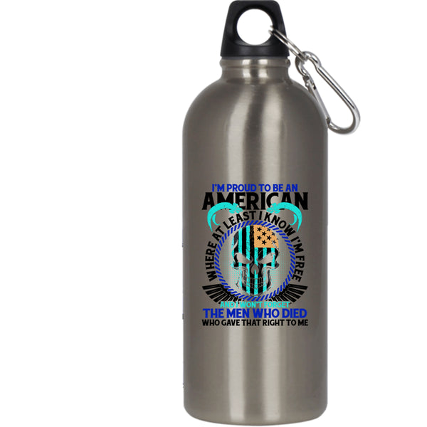 I'm Proud To Be An American 20 oz Stainless Steel Bottle,Cool American Flag Outdoor Sports Water Bottle
