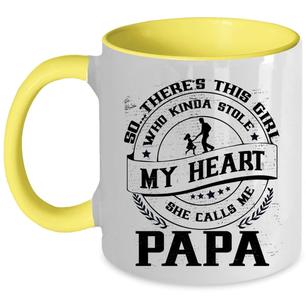 She Calls Me Papa Coffee Mug, This Girl Kinda Stole My Heart Accent Mug