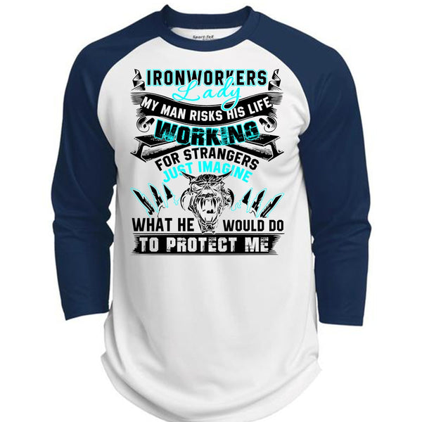 Ironworkers Lady T Shirt, My Man Risks His Life T Shirt, Awesome T-Shirts  (Polyester Game Baseball Jersey)