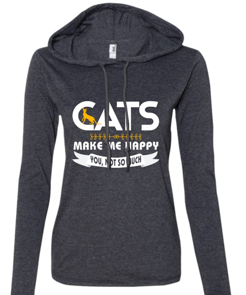 Cat Make Me Happy T Shirt, I Love Cat T Shirt, My Pets T Shirt (Anvil Ladies Ringspun Hooded)