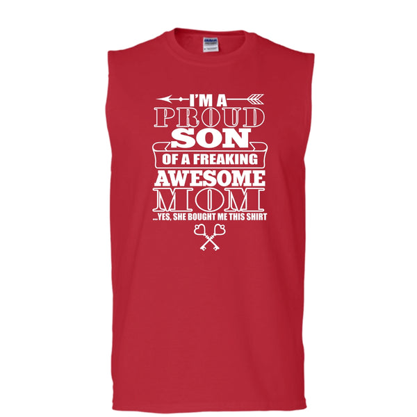 I'm A Proud Son T Shirt, Freaking Awesome Mom T Shirt, Cool T Shirt (Men's Cotton Sleeveless)