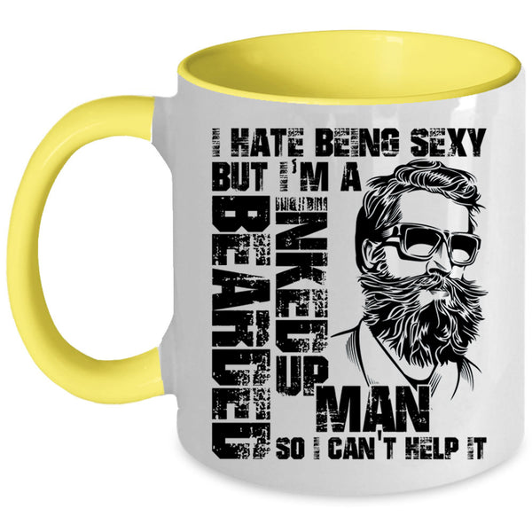 Cool Gift For My Husband Coffee Mug, I'm A Bearded Inked Up Man Accent Mug