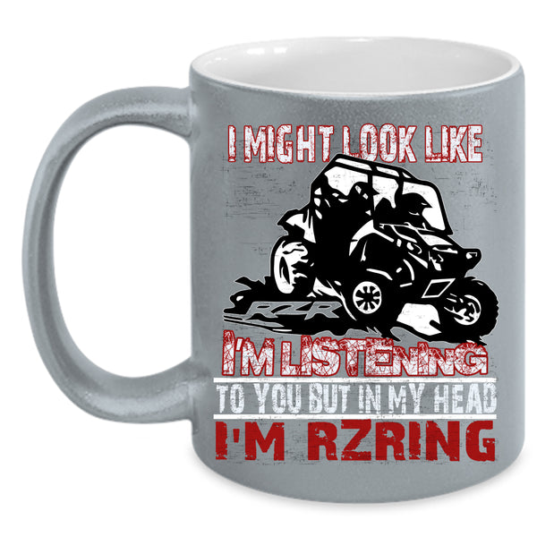 In My Head I'm Rzring Coffee Mug, Cool Dirty Track Racing Coffee Cup
