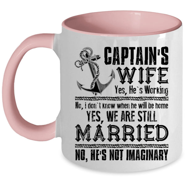 Cool Just Married Coffee Mug, Captain's Wife Accent Mug