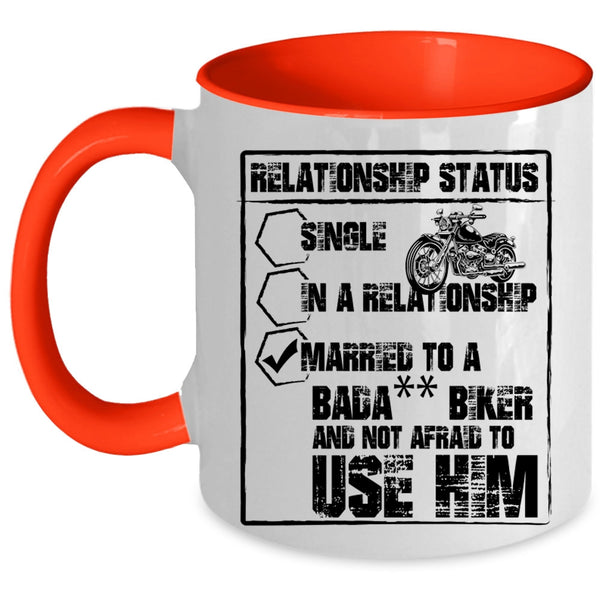 Married To A Biker Coffee Mug, Relationship Status Accent Mug