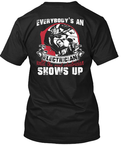A black t-shirt with the shopify logo