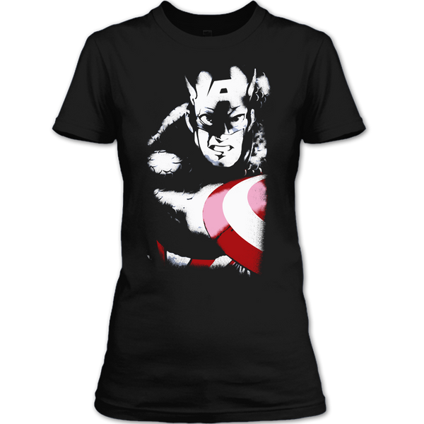 A black t-shirt with the shopify logo