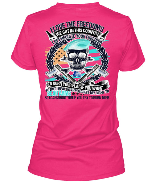 I Love The Freedoms T Shirt, I Love Veteran T Shirt