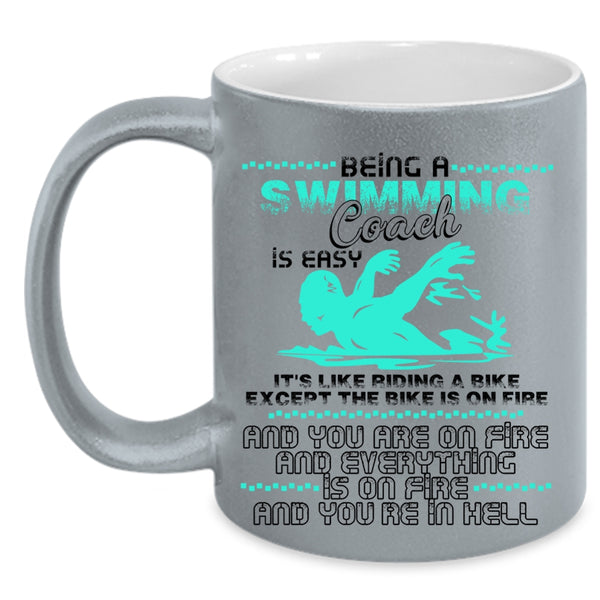 It's Like Ridding A Bike Coffee Mug, Being A Swimming coach Is Easy Accent Mug