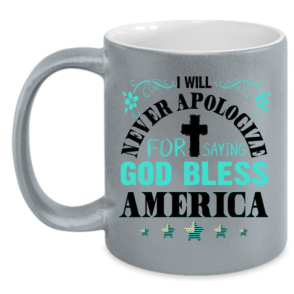 Cool Gift For American Coffee Mug, God Bless America Accent Mug