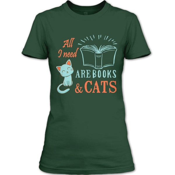 All I Need Are Books & Cats T Shirt, I Love My Cat T Shirt