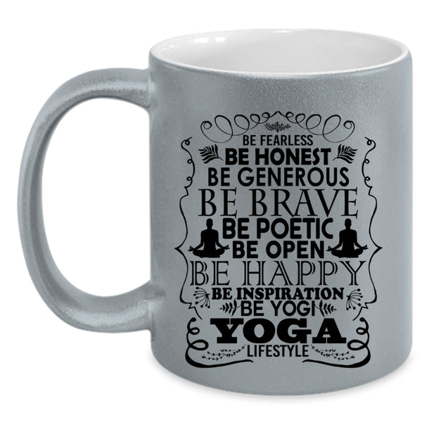 Yoga Lifestyle Coffee Mug, Be Happy Be Yogi Accent Mug