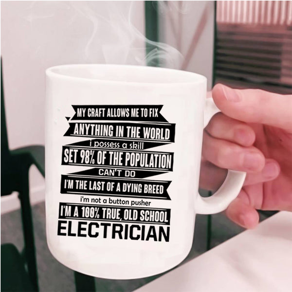 Cute Electrician Coffee Mug, Old School Electrician Cup