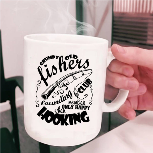 Funny Fishing Coffee Mug, Grumpy Old Fishers Founding Club Cup
