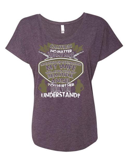Location Occupation My Wife T Shirt, Being A Husband T Shirt, Cool Shirt (Ladies' Triblend Dolman Sleeve)